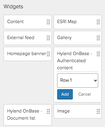 Adding an Authenticated Content widget to a Homepage