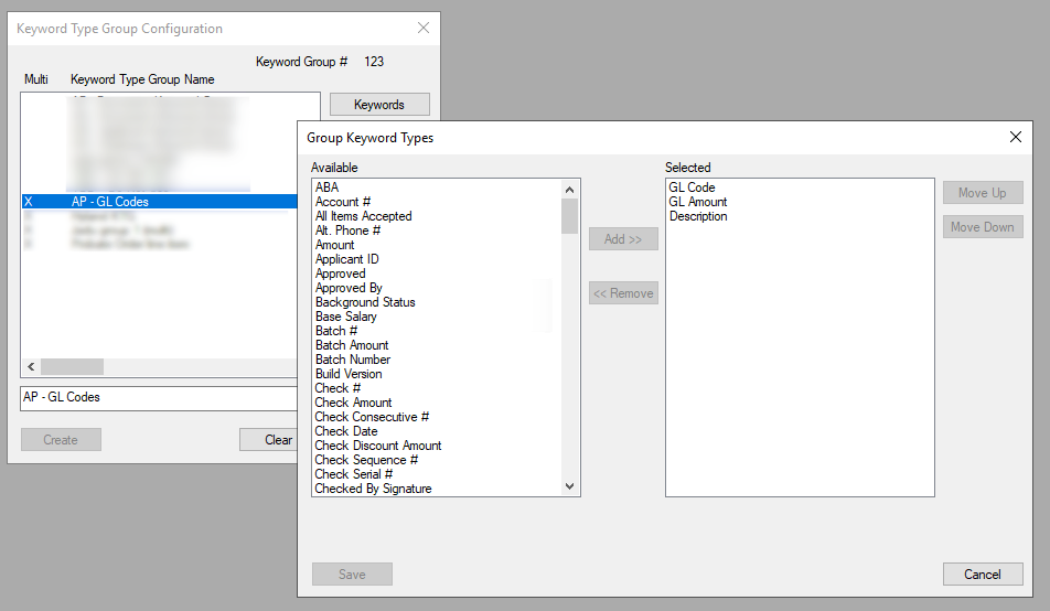 OnBase Multi-instance Keyword Type Group setup