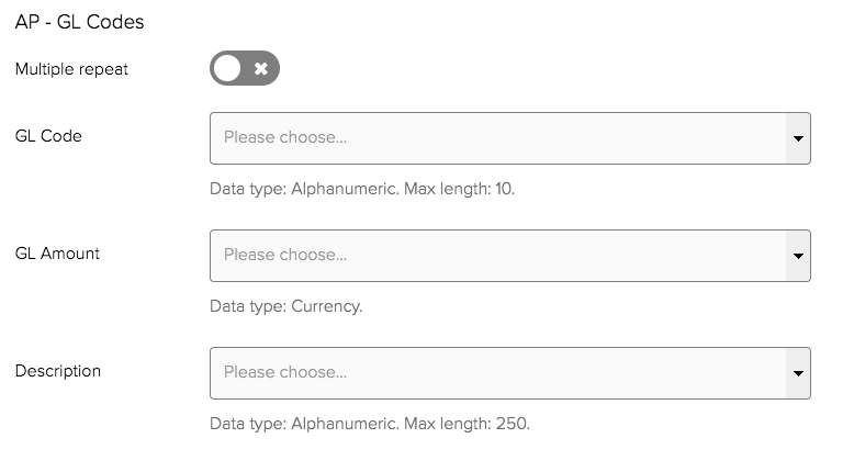 Mapping standard questions to an OnBase Multi-instance Keyword Group