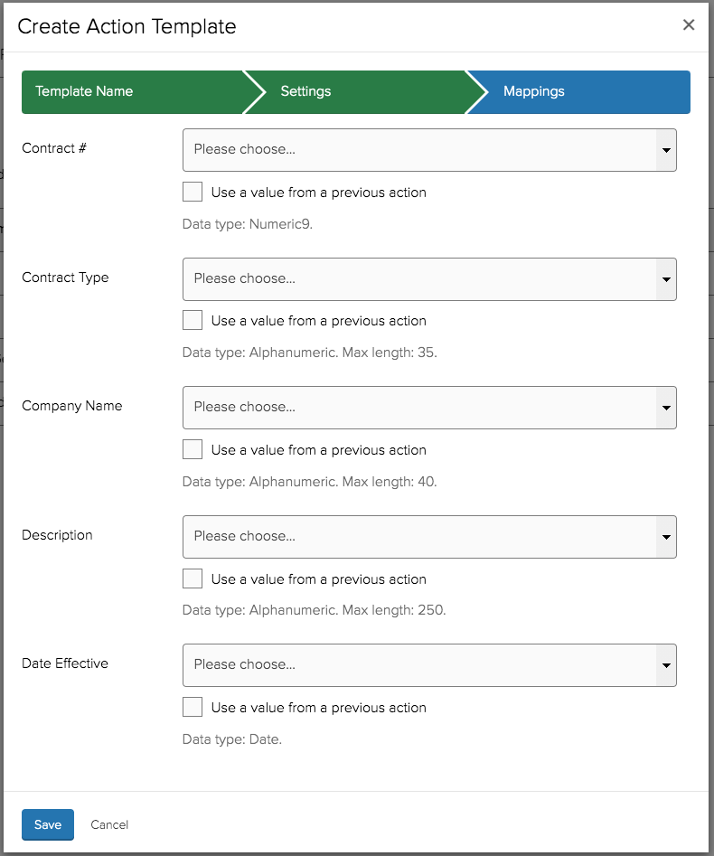 Example of configuring Keyword mappings when creating or updating a Document