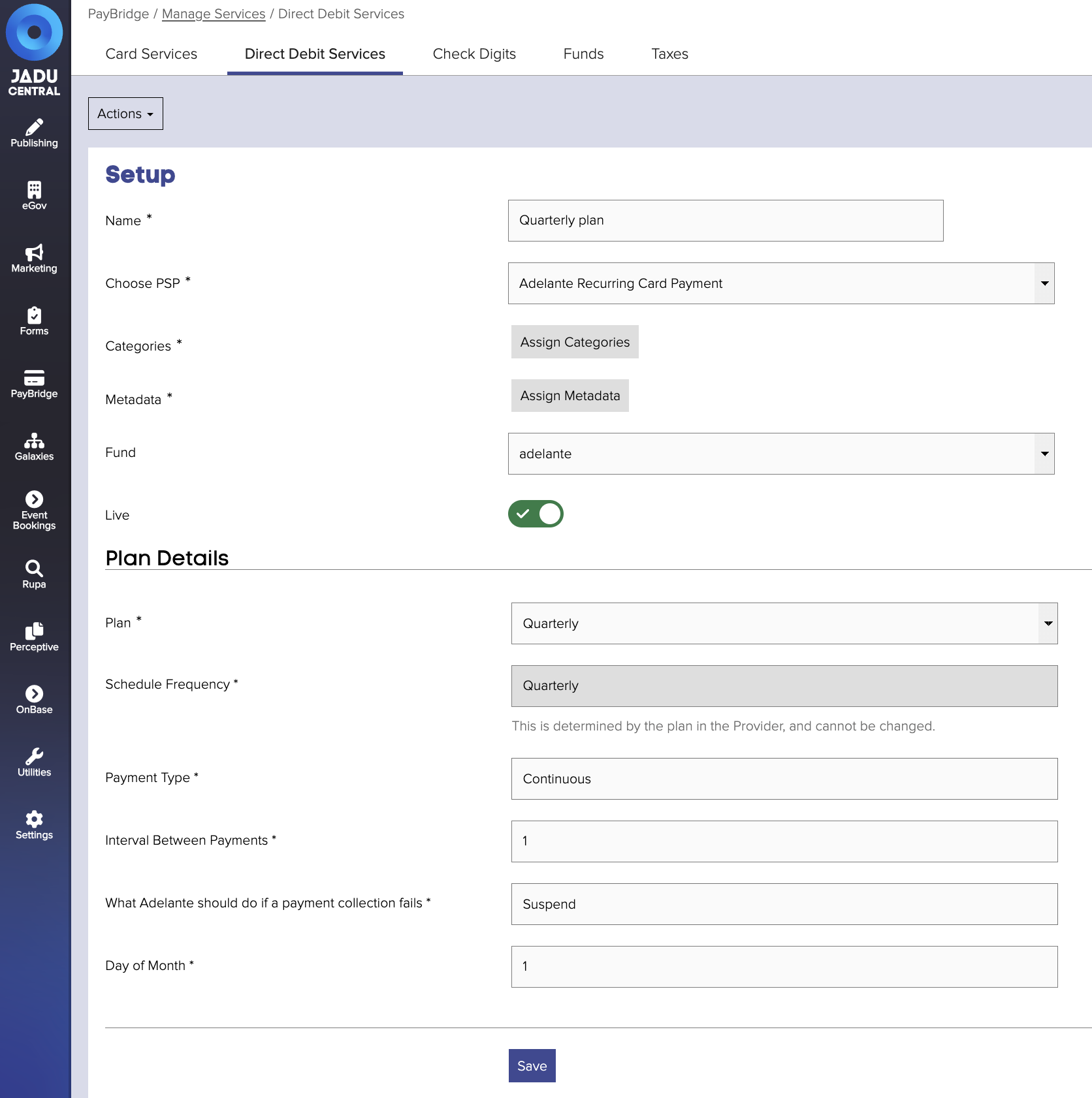 Configuring a Recurring Payment Service