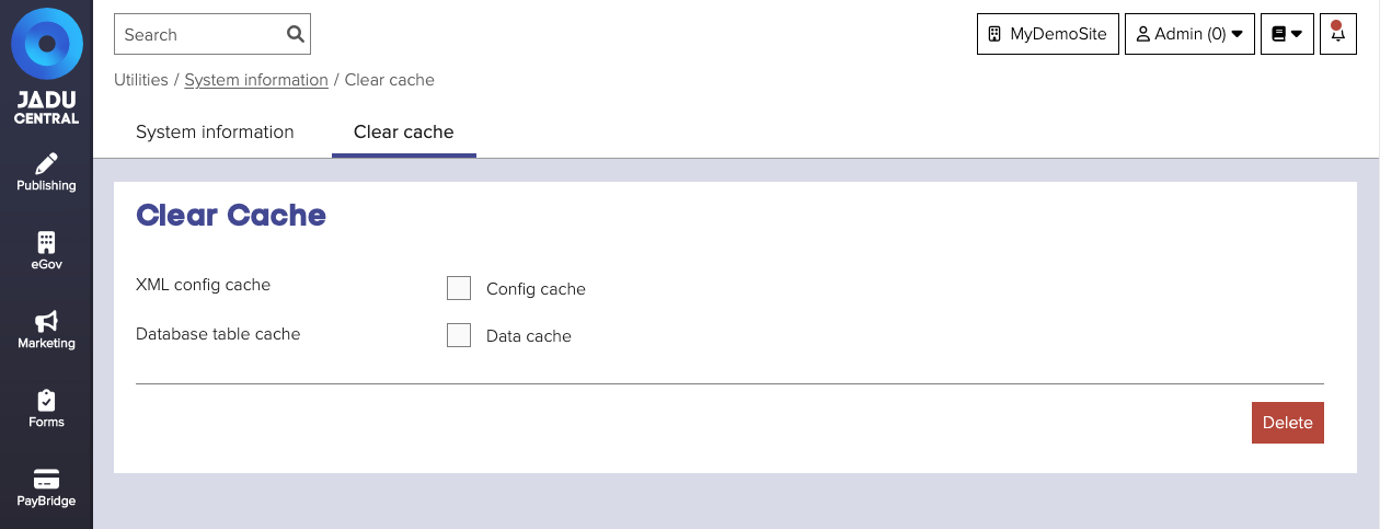 Cache form