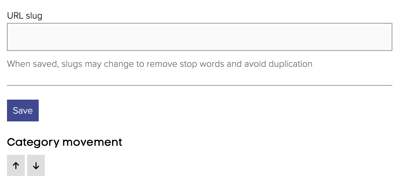 Category slug screenshot