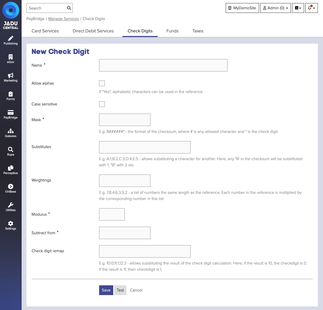 Check digit form