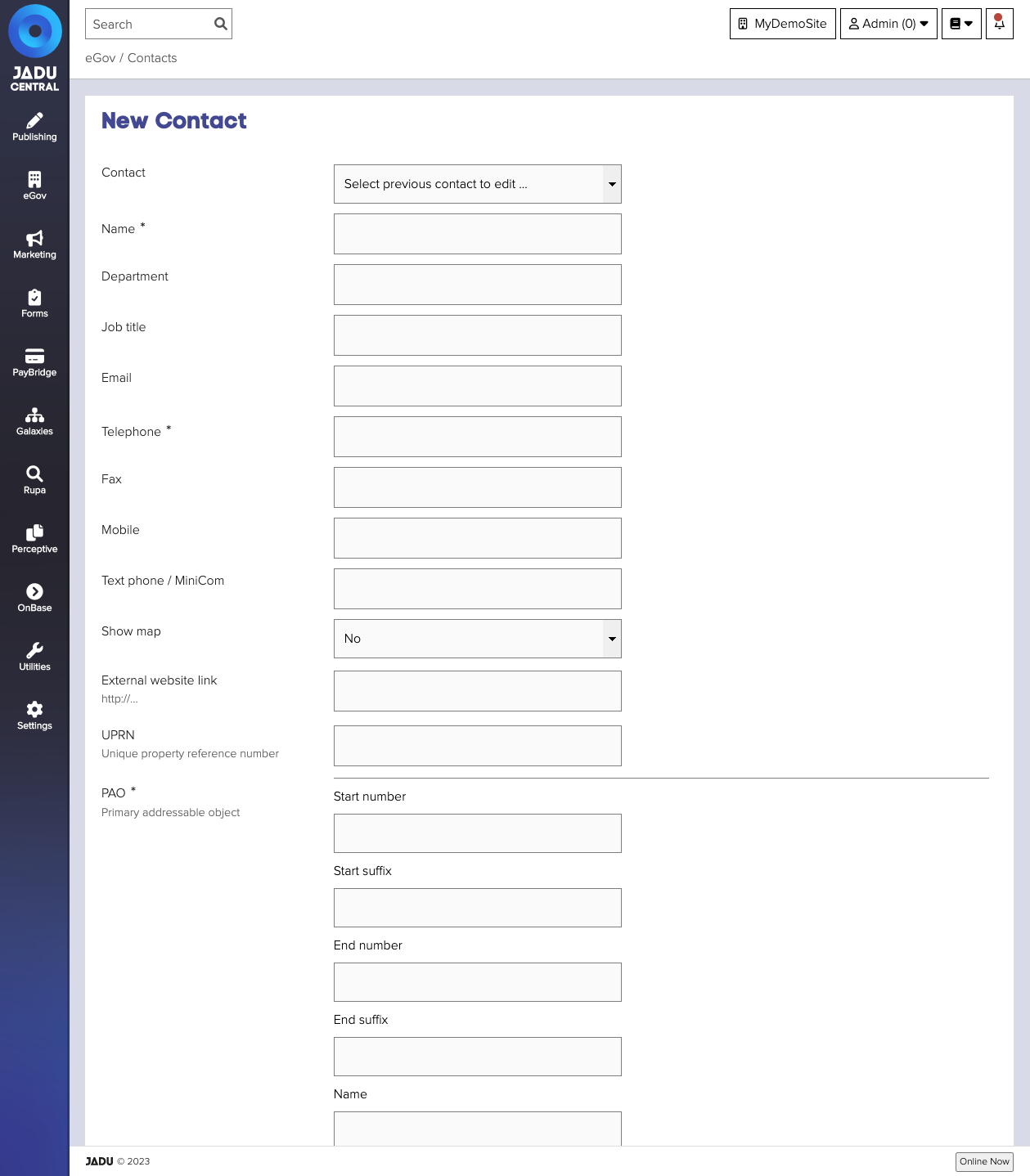 A to Z contacts form