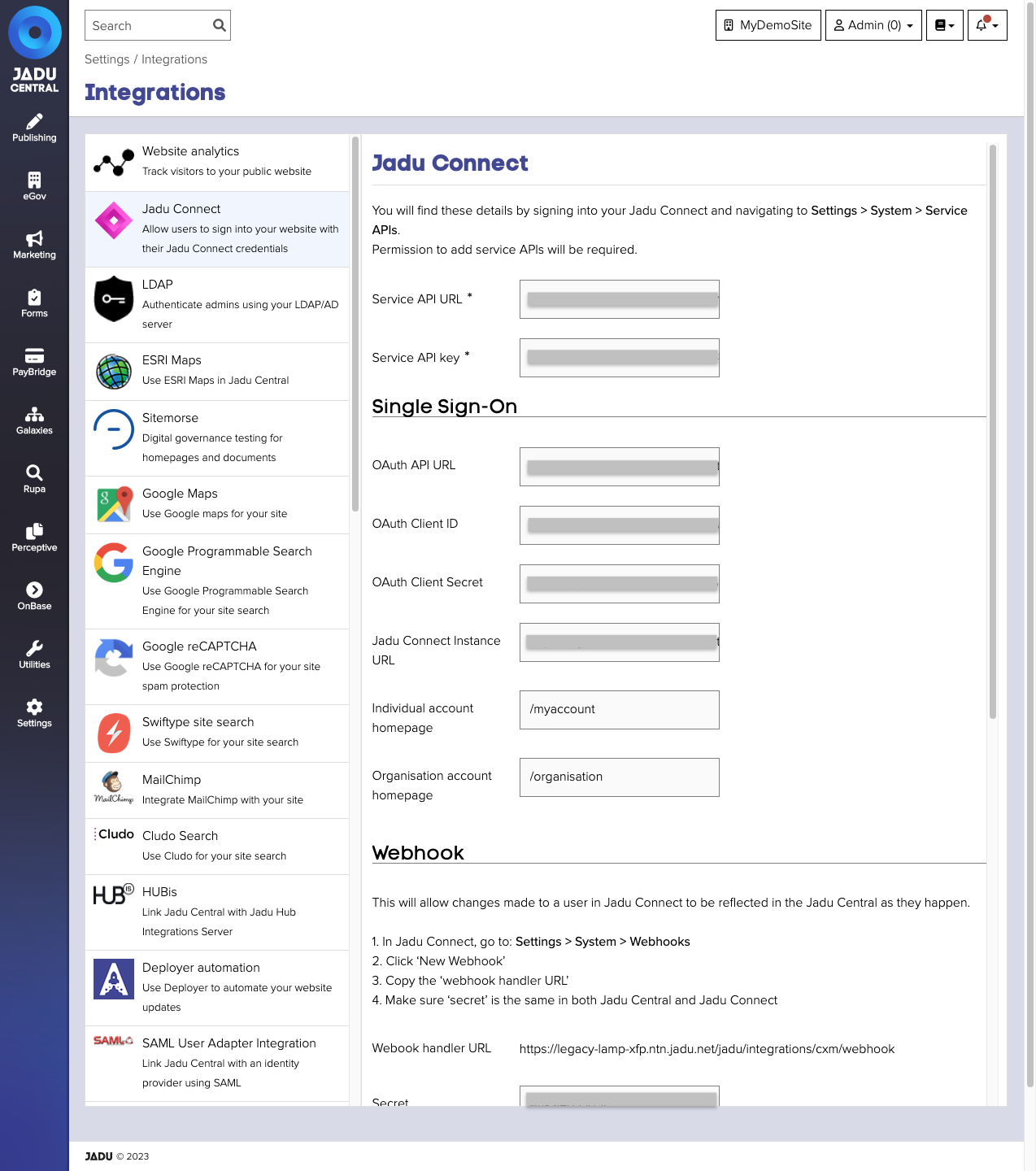 Jadu Connect integration