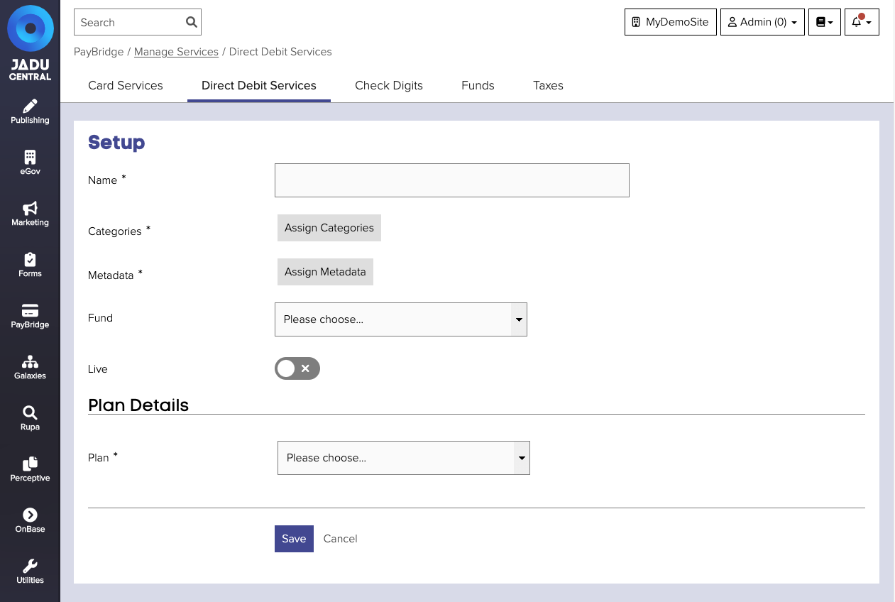 Direct debit service form