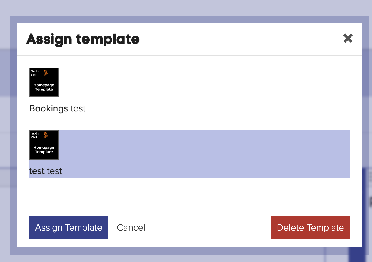 Deleting a template screenshot