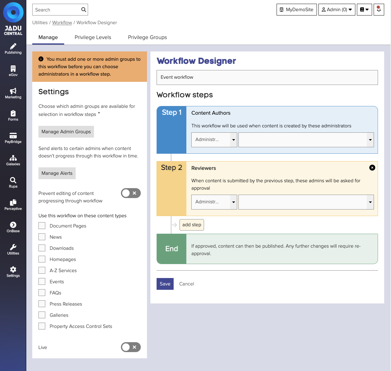 Workflow interface