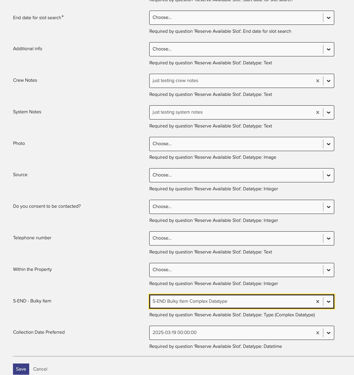 Input mapping for &quot;Reserve Available Slots&quot; Component