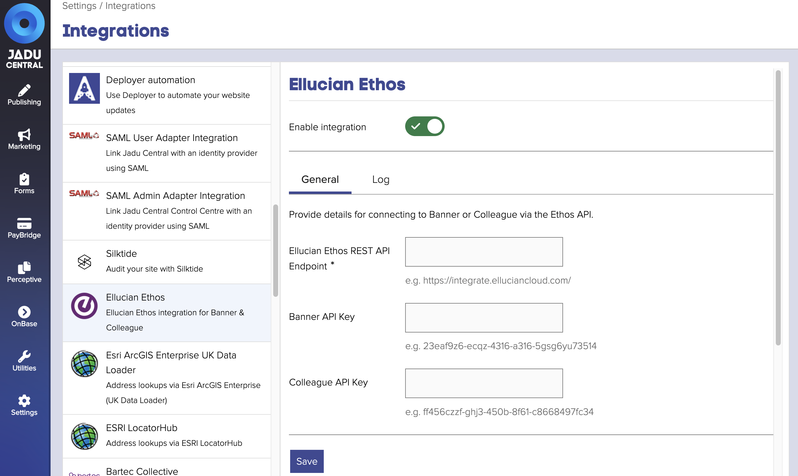 Integrations Hub: Ellucian Ethos integration