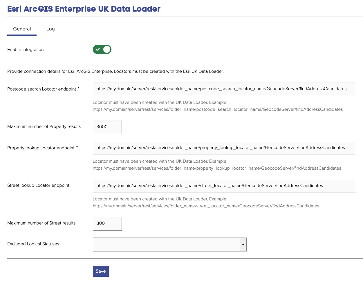 Esri ArcGIS Enterprise UK Data Loader configuration