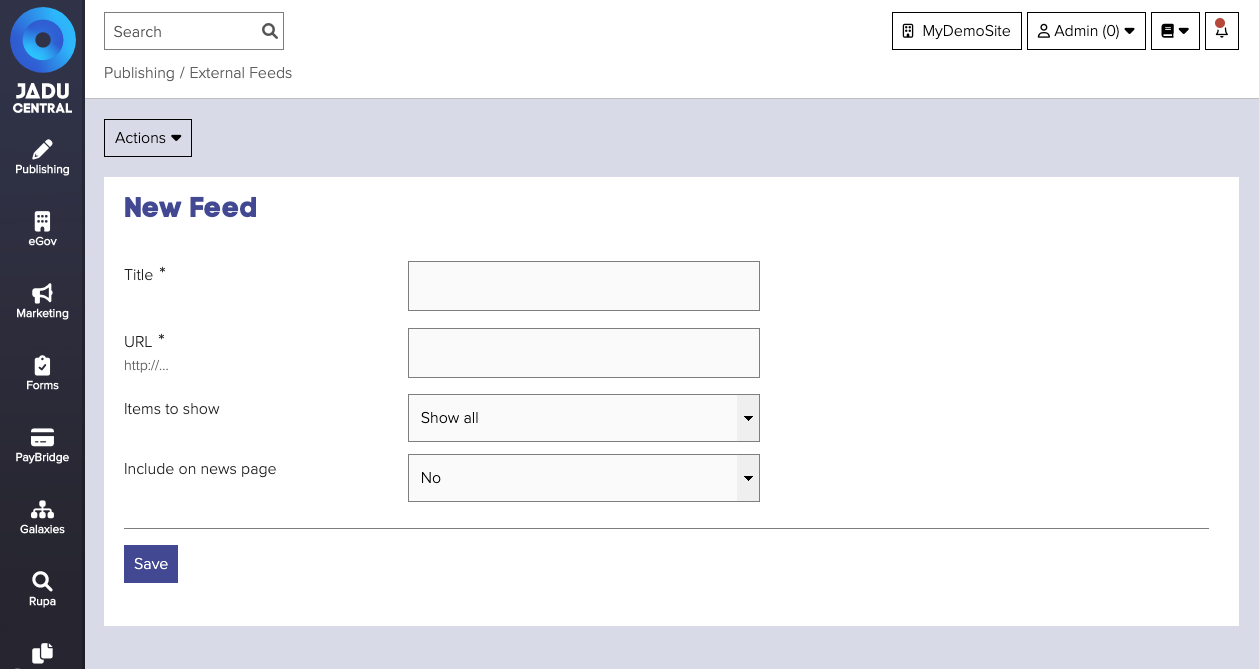 External feed form