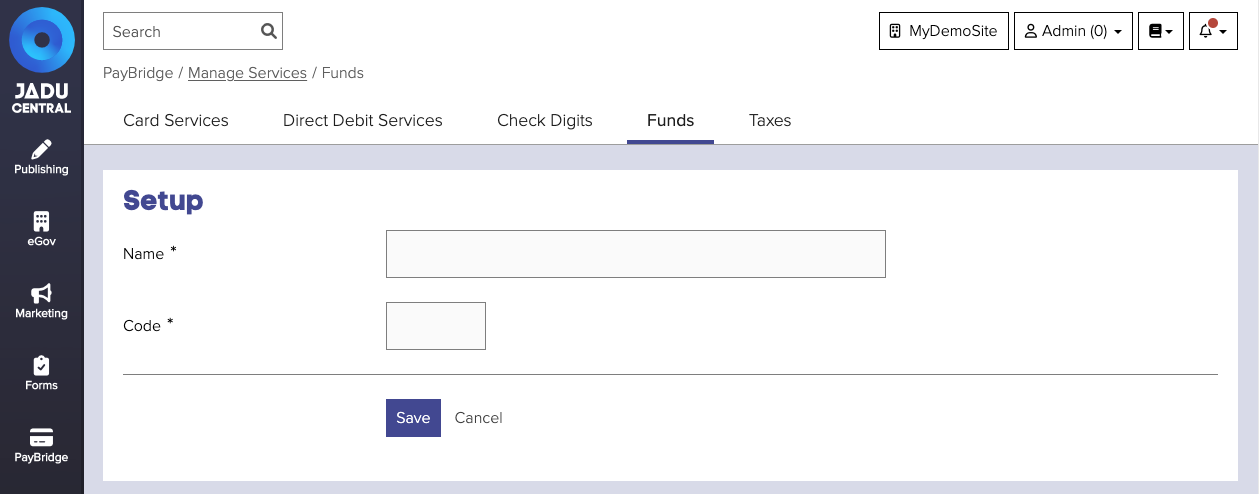 Fund code form