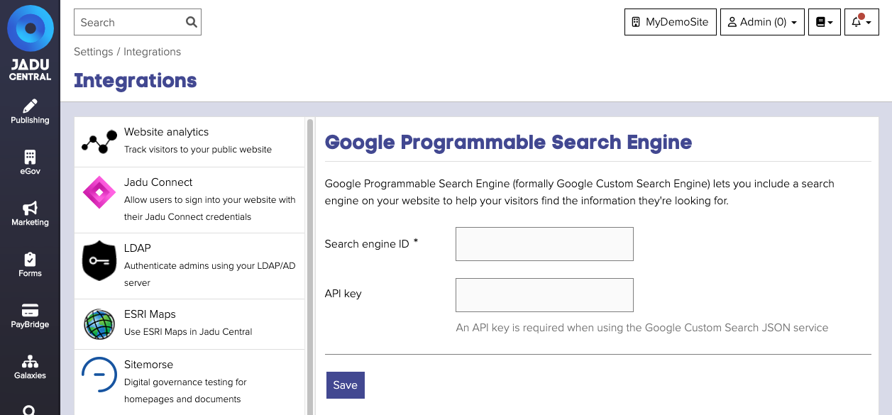 Google Programmable Search Engine integration