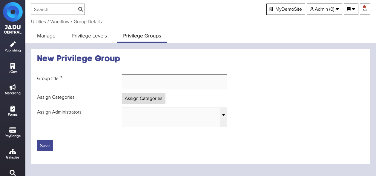 Privilege group interface