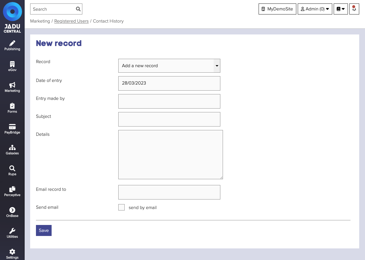 Contact history form