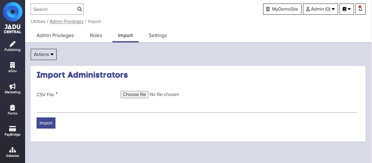 Import form