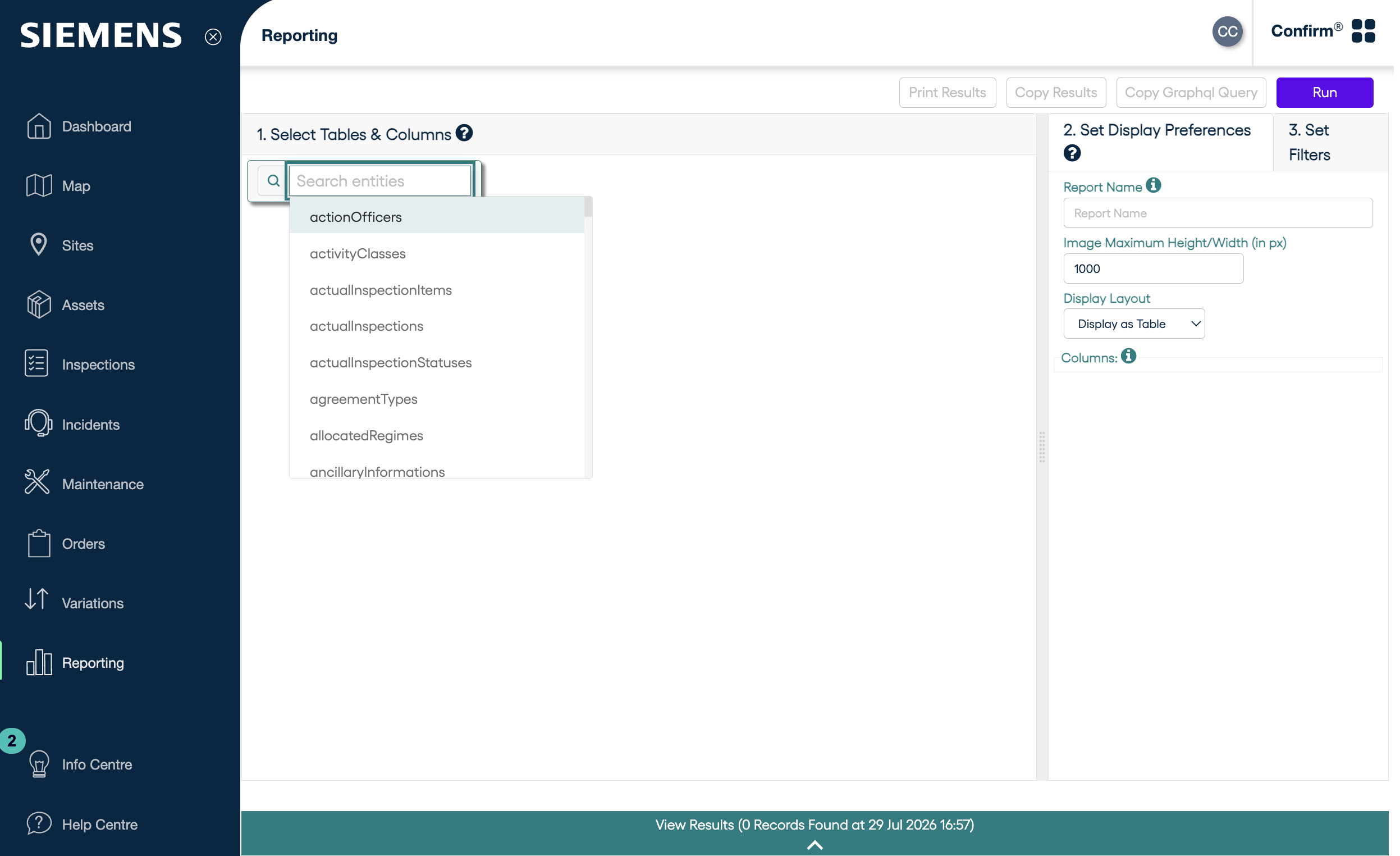 Confirm Web Reporting interface