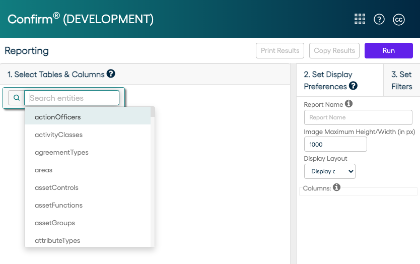 Confirm Web Reporting interface