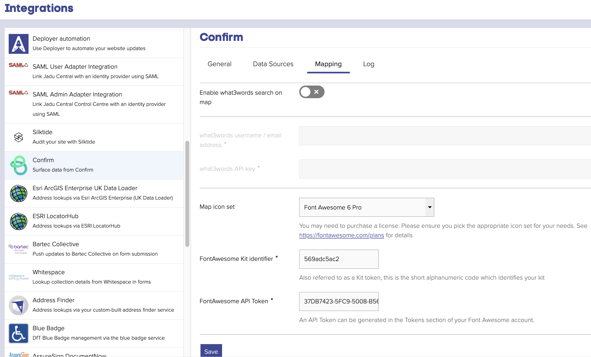 Configuring Font Awesome account details