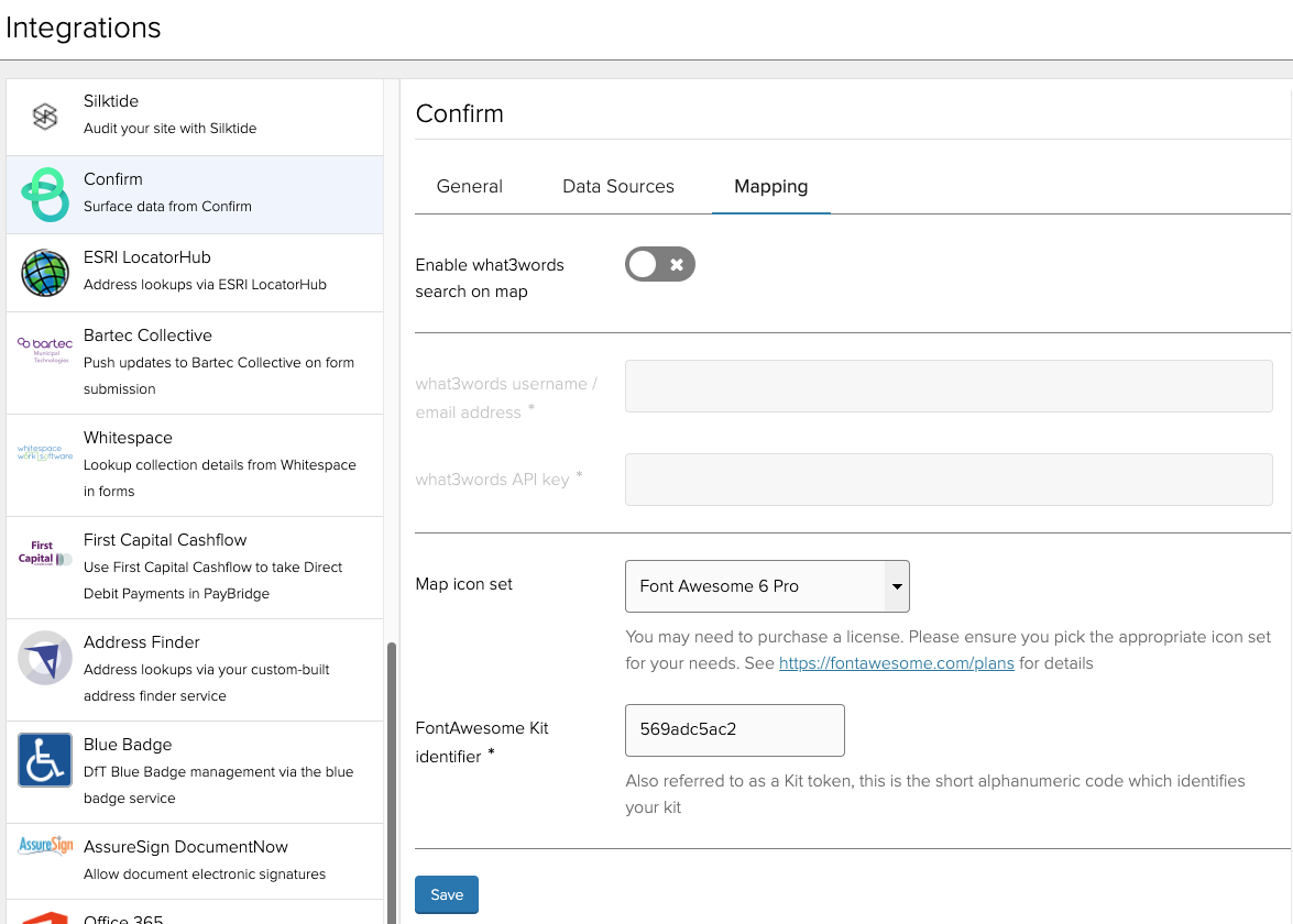 Configuring Font Awesome account details