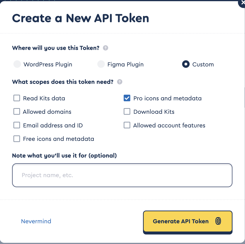 The Font Awesome API Token