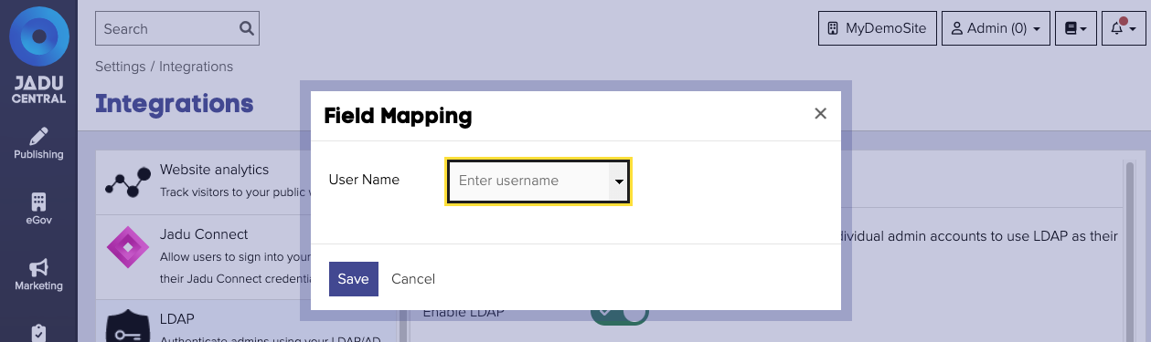 LDAP field mapping