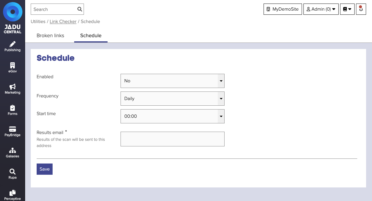 Link checker schedule form