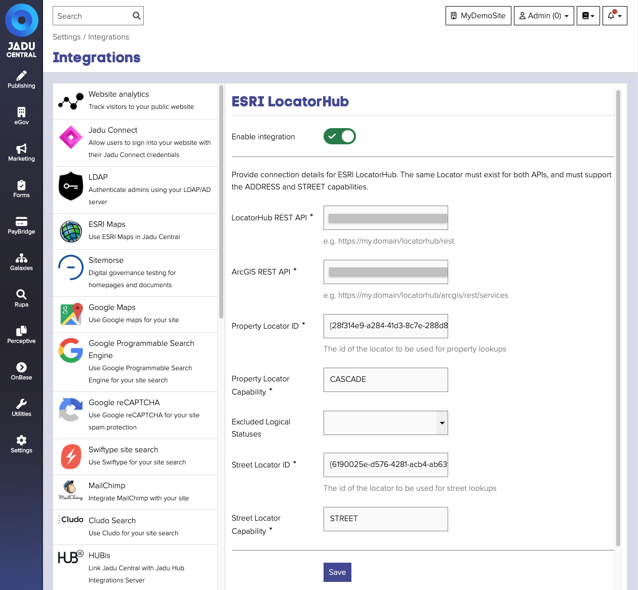 LocatorHub configuration