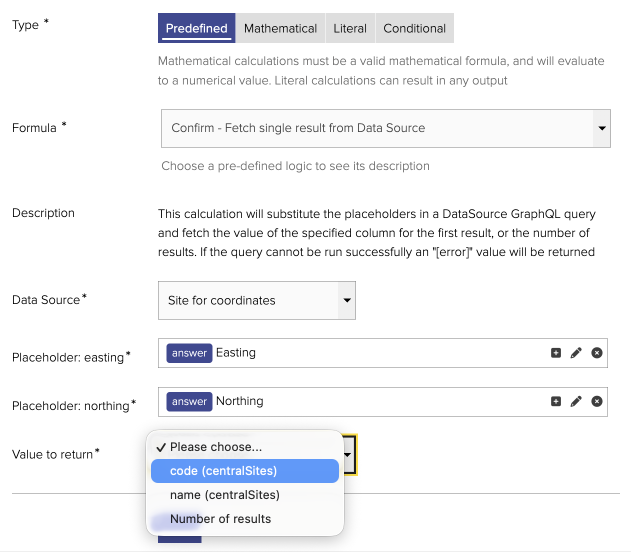 Fetch single result from Data Source Form Logic