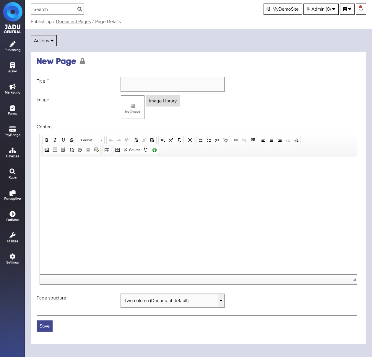 Document page form interface