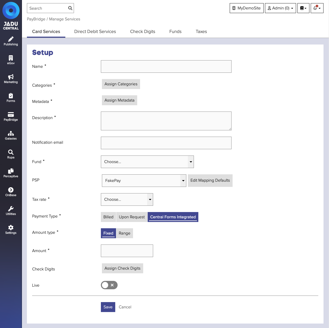 Card service form