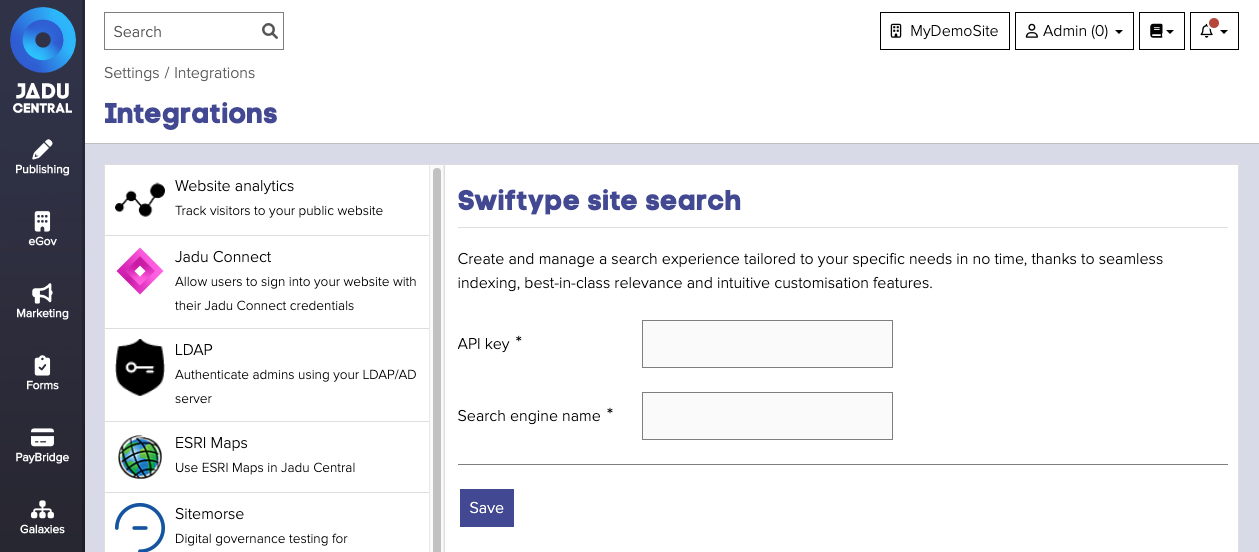 Swiftype integration