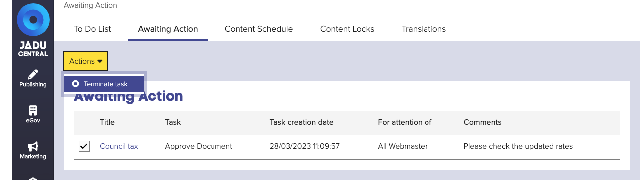 Terminate task