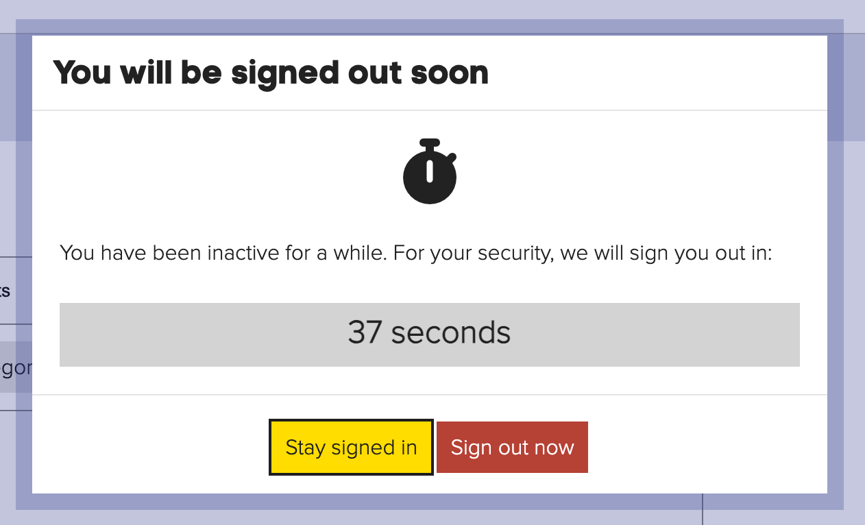 Timeout modal example