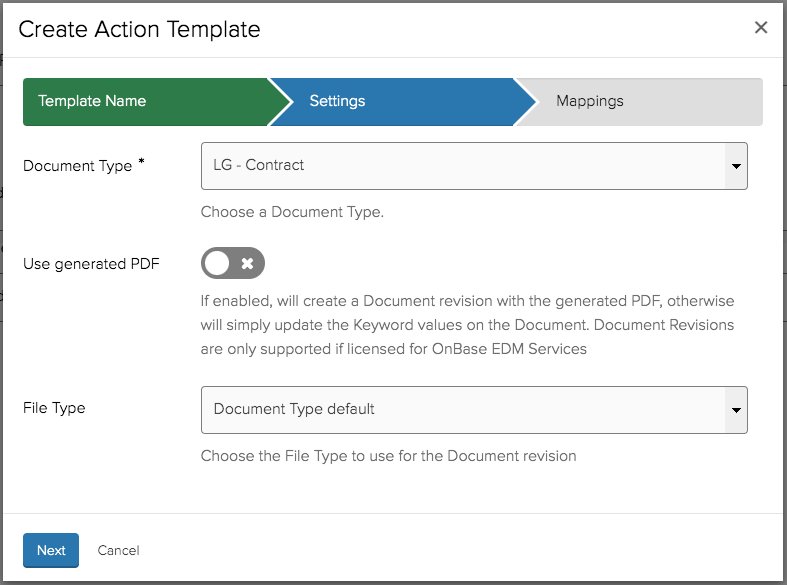 Configuring the &quot;Update Document&quot; template to update Document Keywords