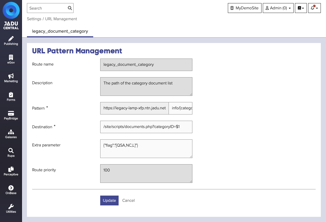 URL management form