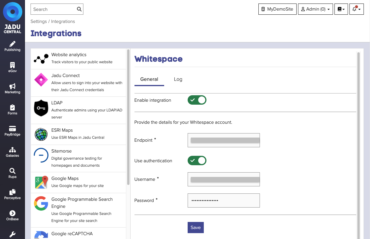 Whitespace PowerSuite configuration