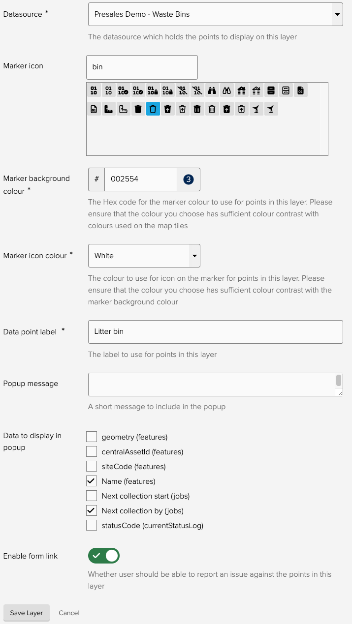 Confirm map widget settings - step 4