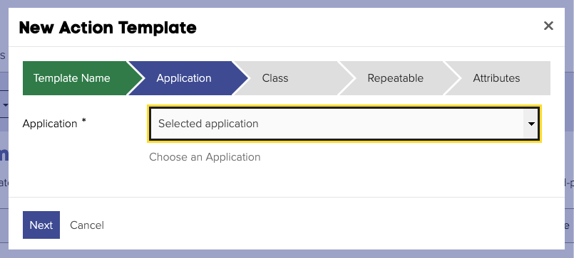 Selecting the WorkView Application in the "WorkView: Create Multiple Objects" template
