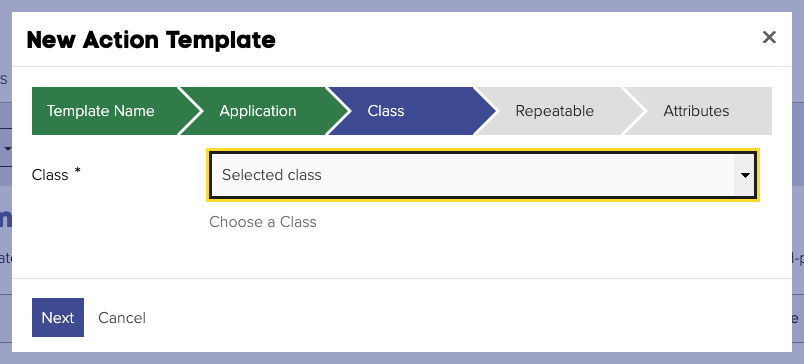 Selecting the WorkView Class in the "WorkView: Create Multiple Objects" template