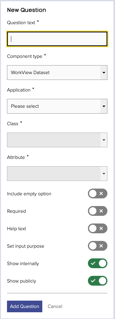 Configuring a &quot;WorkView Dataset&quot; Component