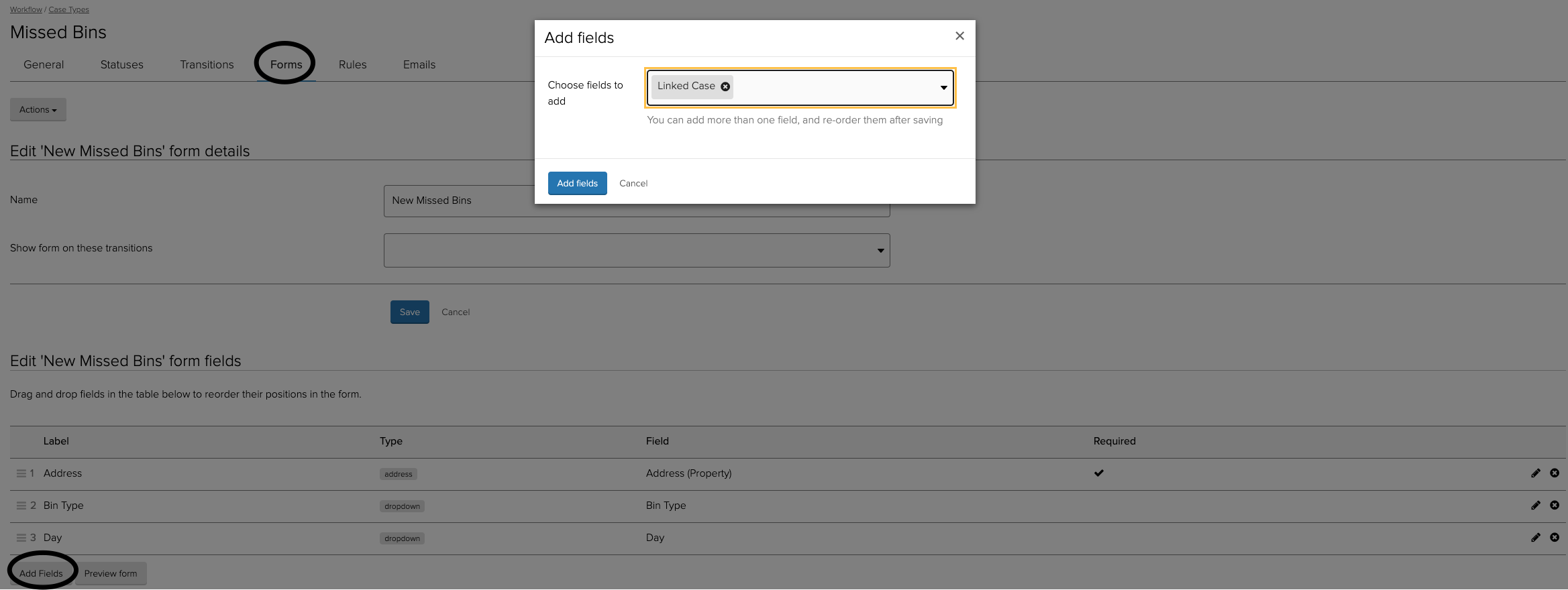 Adding linked case field