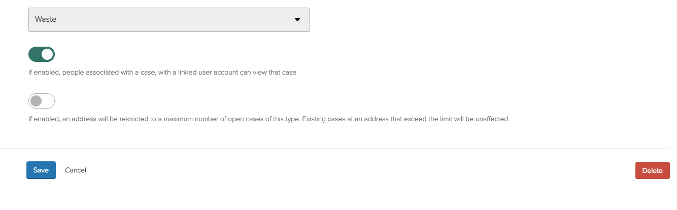 Case type settings after successful import