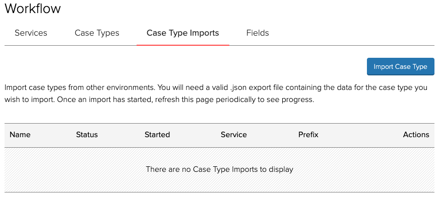 Case type imports tab