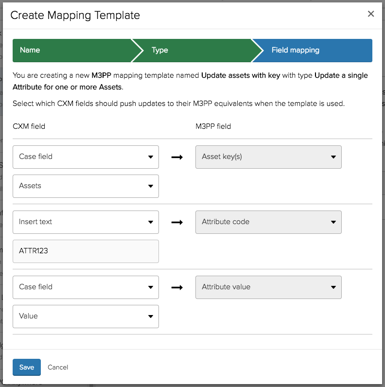 Mapping Template: Update a single Attribute for one or more Assets