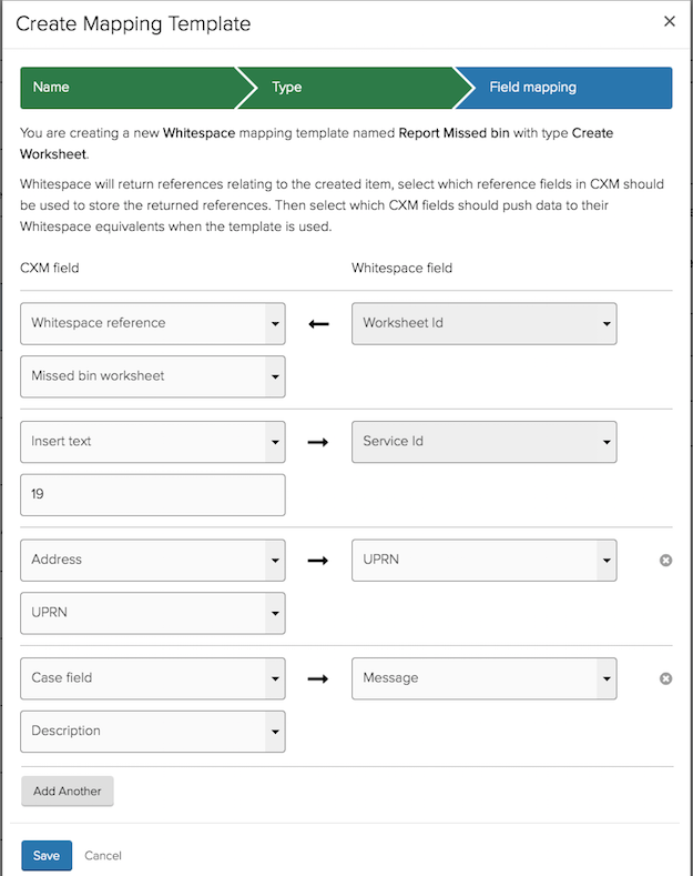 Mapping Template: Create Worksheet