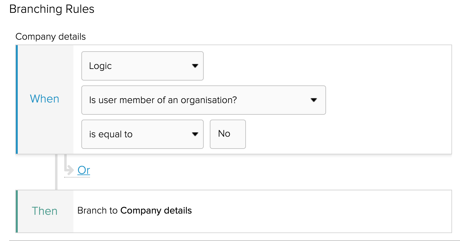 Branching logic based on user organisation